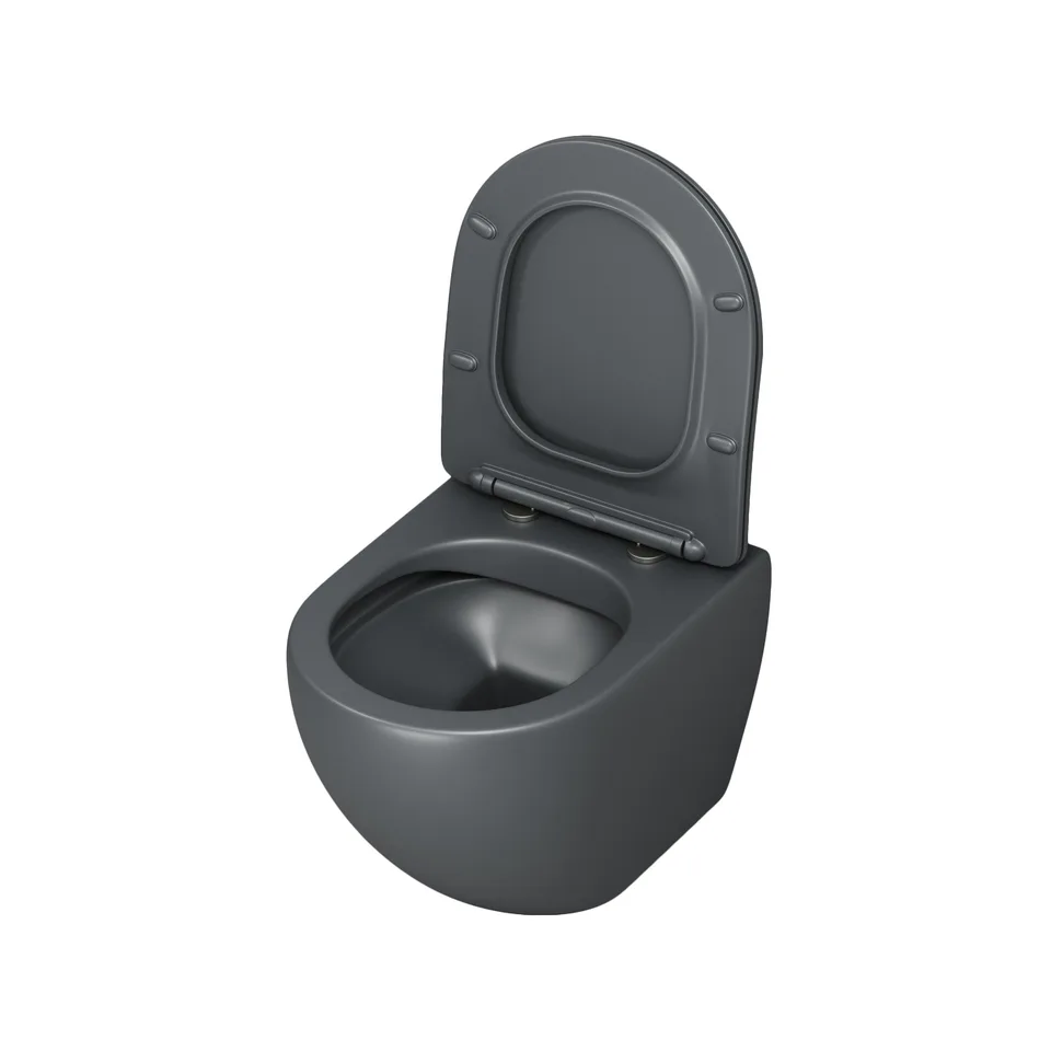 Унитаз подвесной Grossman Color GR-4455GMS (495х365х375) безободковый,серый матовый с тонкой крышкой,микролифт,1 место
