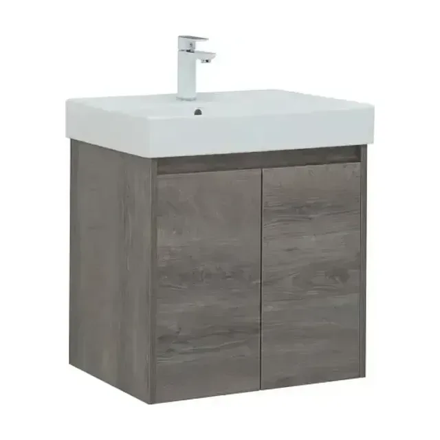 Тумба с раковиной Aquanet Nova Lite 60 дуб рошелье (2 дверцы) (раковина Латина 60)