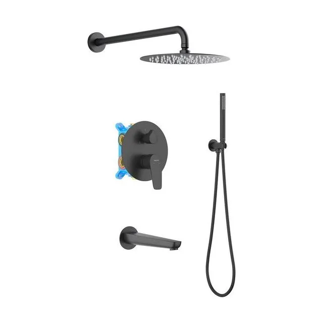Set 4 в 1 душевой комплект AQUATEK, матовый черный AQ1173MB БЕТТА