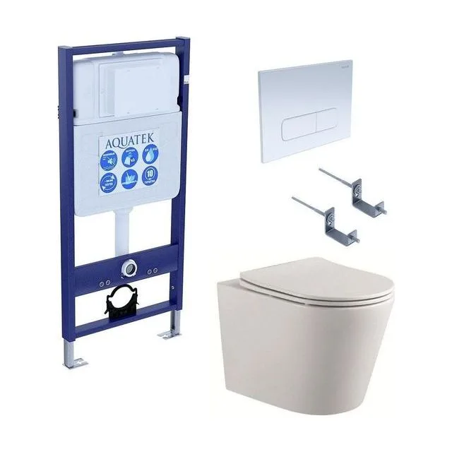 SET AQUATEK ВЕГА cmp-013 (рама AQUATEK Standard INS-0000012 с клавишей KDI-0000013 и крепежом KKI-0000002+унитаз ВЕГА AQ1904-00 с тонким сиденьем sc