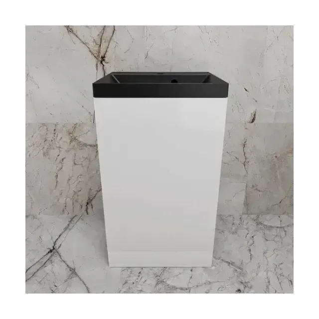 Тумба с раковиной Style Line Моно 50 L/R белый глянец (раковина Asti 50*45 антрацит)