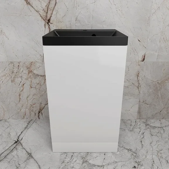 Тумба с раковиной Style Line Моно 50 L/R белый глянец (раковина Asti 50*45 антрацит)