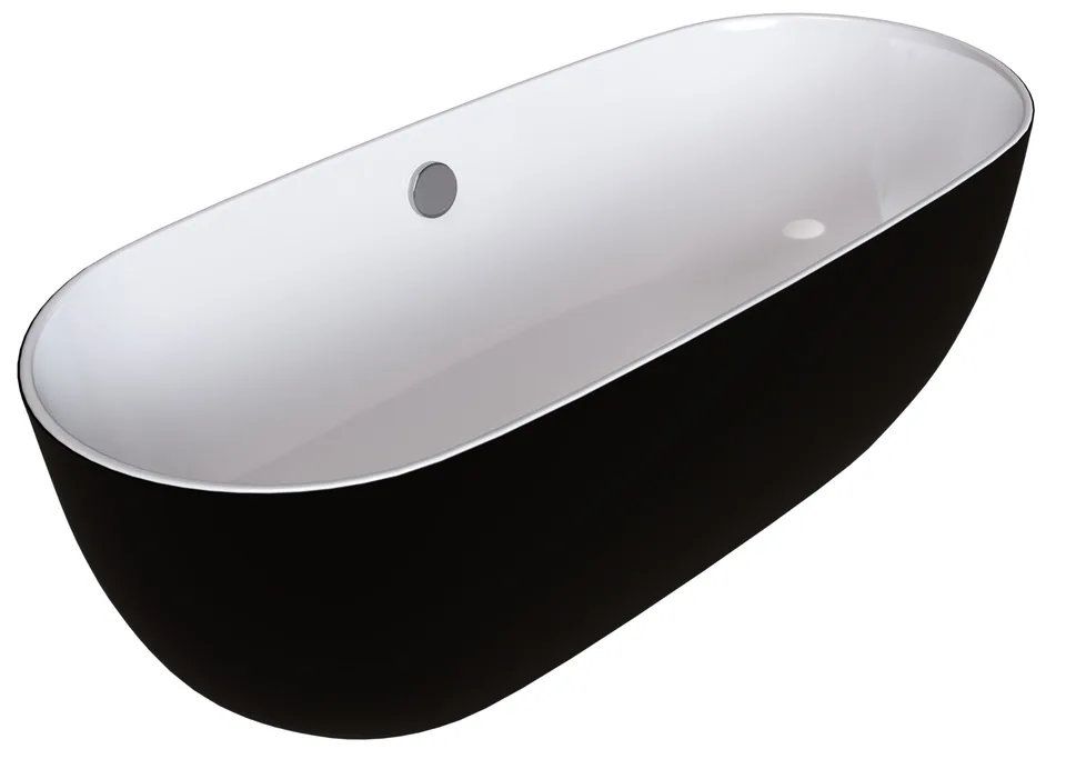 Ванна отдельностоящая Grossman Classic GR-2401MB (150х75х54) цвет черный/белый матовый,1 место