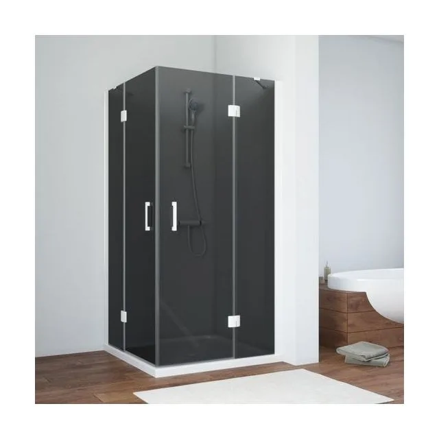 Душевой уголок AFA NOVO 120 01 07, профиль белый, стекло графит