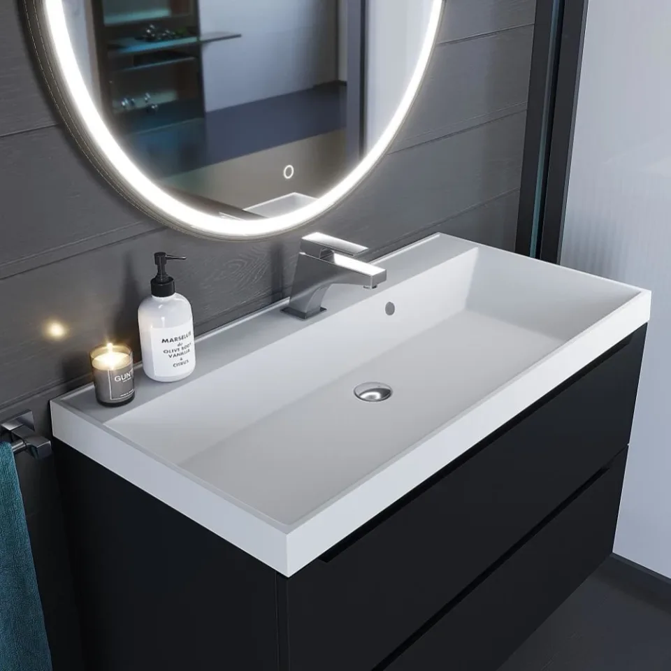 Встраиваемая раковина Uperwood Classic Quartz 90*45 белая матовая, жасмин