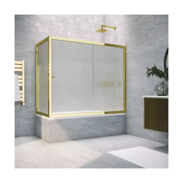 Шторка на ванную ZV+ZVF TUR NOVO 150*75 09 Moru, профиль золото глянцевое, стекло Moru