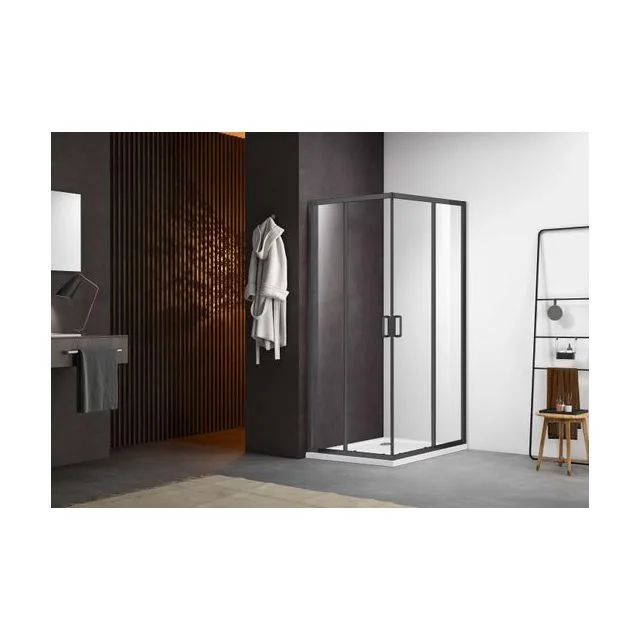 AQ ARI KV 09020GM Душевой уголок квадратный, двери раздвижные 900x900x2000 профиль оружейная сталь, стекло прозрачное