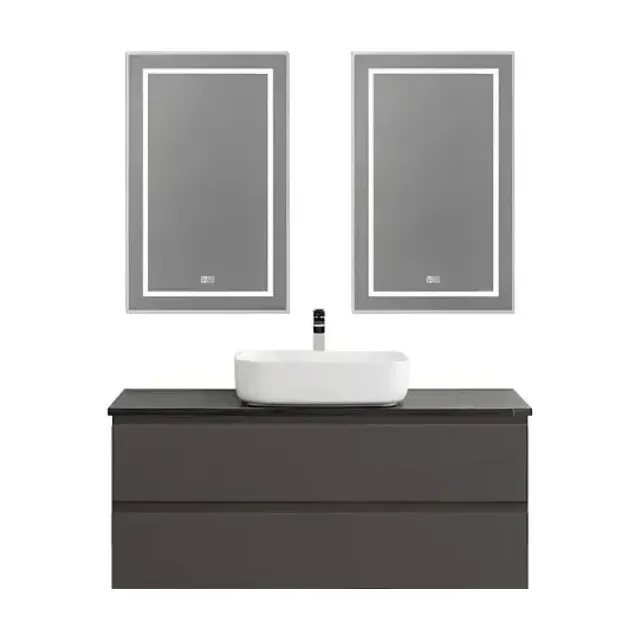 Комплект мебели BelBagno Крафт (Kraft) 120 с двумя ящиками темно-серый матовый (столешница черный матовый мрамор)