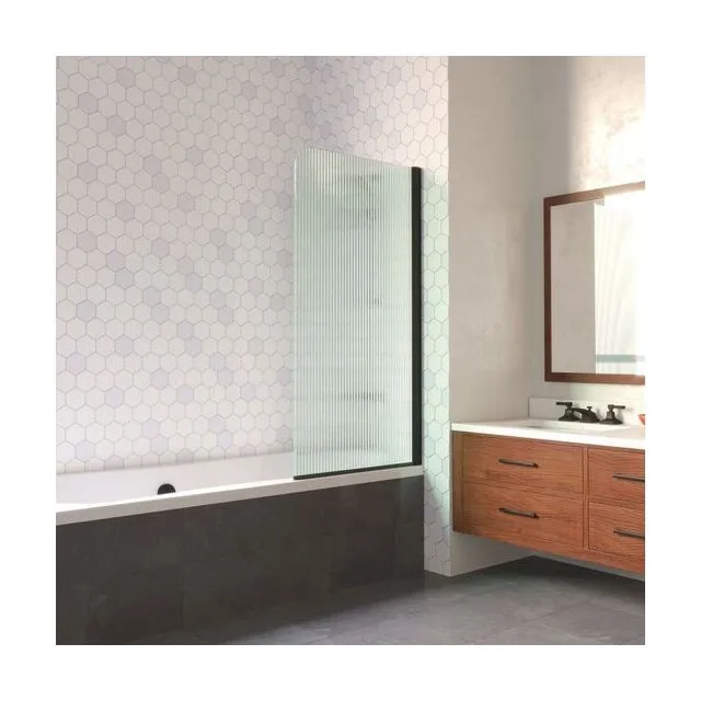 Шторка на ванную EV LUX 75 02М Moru R, профиль черный матовый, стекло Moru