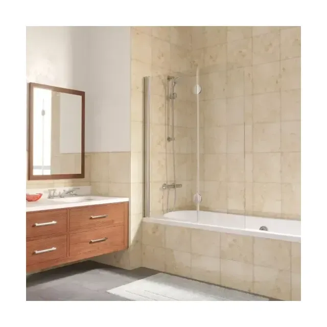 Шторка на ванную E2V LUX 120 08 01 L, профиль глянцевый хром, стекло прозрачное