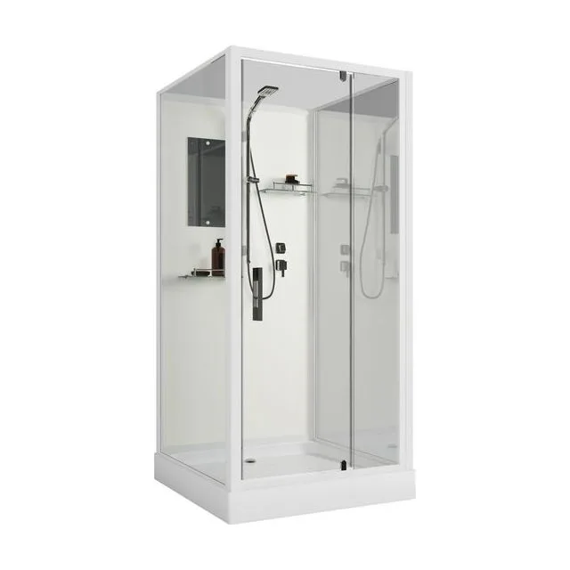 Душевая кабина Niagara Standart ST90/15Q/BK (90х90х200) квадрат,поддон 15см,распашная,проф.белый,без крыши