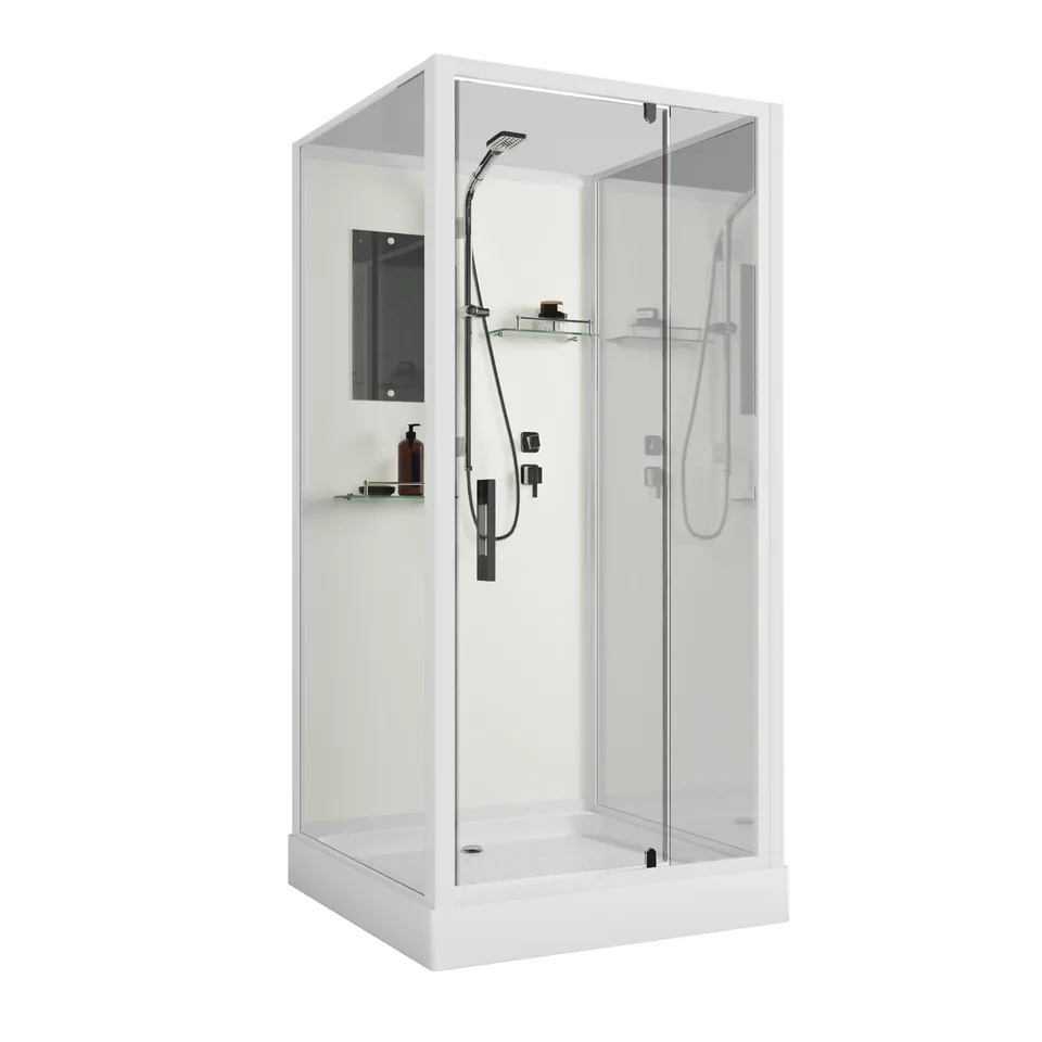 Душевая кабина Niagara Standart ST80/15Q/BK (80х80х200) квадрат,поддон 15см,распашная,проф.белый,без крыши,3 места