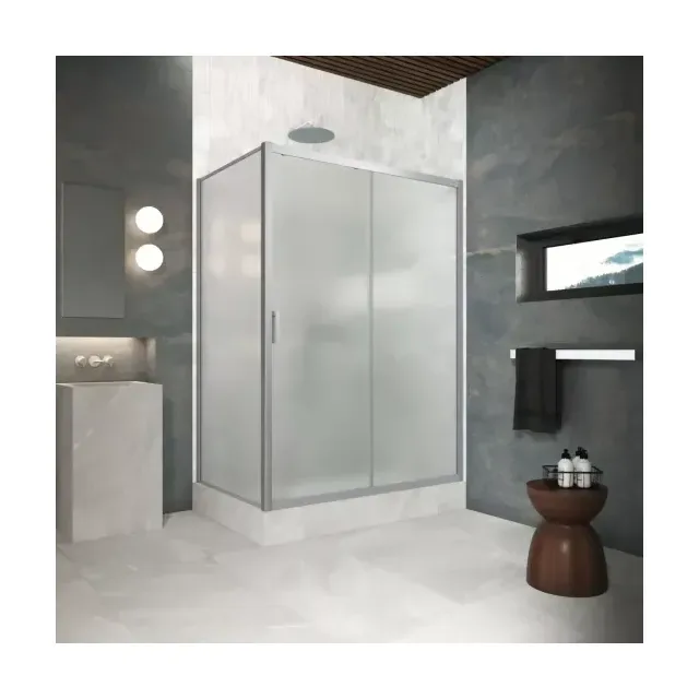 Душевой уголок ZP+ZPV Protec 150*70 07 10, профиль матовый хром, стекло сатин