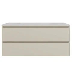 Тумба с раковиной Vincea Люка Софт-Тач (Luka Soft-Touch) 100 бежевая матовая (раковина гелькоут белая)