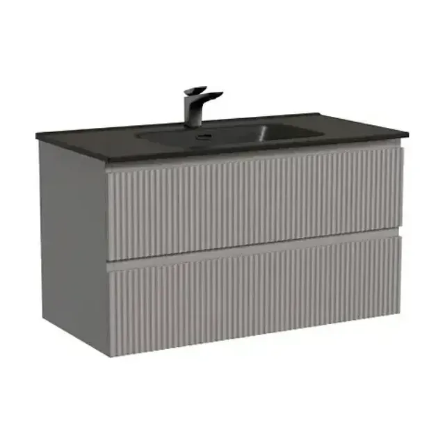 Тумба с раковиной Sancos Сноб Р/Snob R 90 Doha Soft (раковина Element CN7002MB черная матовая)