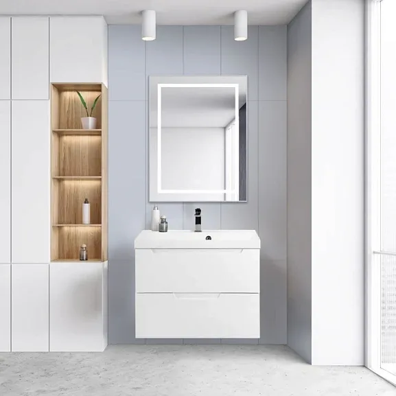 Комплект мебели BelBagno Виттория (Vittoria) 70 белый глянец (с белой раковиной)