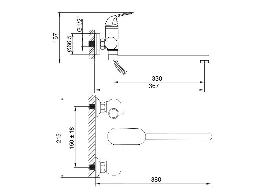 Смеситель Rusant RV26023523-0782 универсальный с душевыми аксессуарами хром