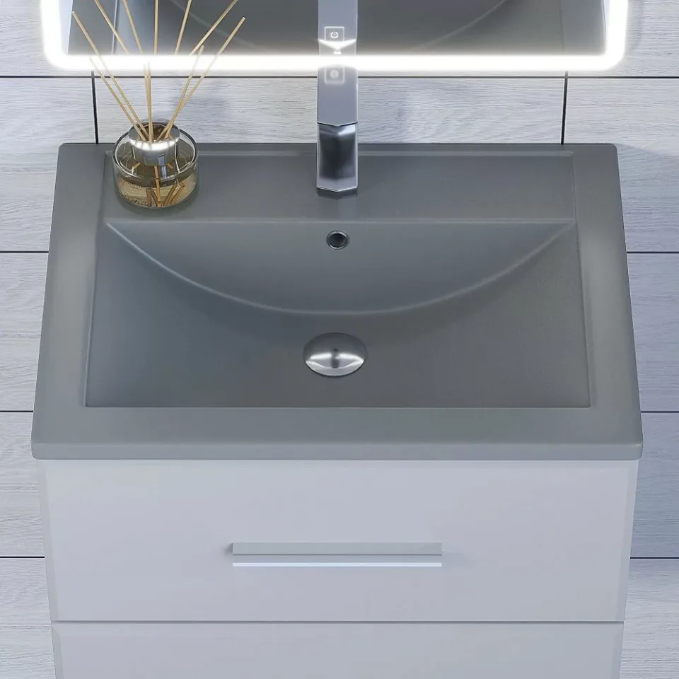 Встраиваемая раковина Uperwood Foster Quartz 61*40,5 серая матовая, бетон
