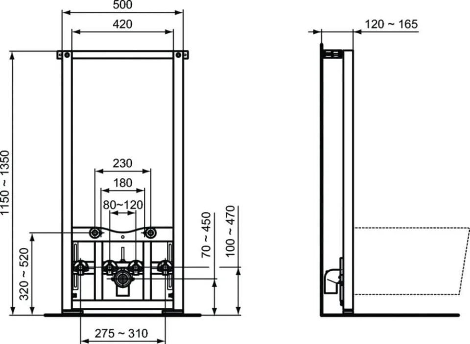 Подвесное биде+Монтажная рама Ideal Standard Prosys Strada