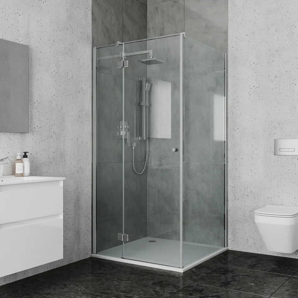 Душевое ограждение Ambassador Diamond 12011106L (100х100х200) квадрат,хром,стекло прозрачное,распашная-складная,1 место