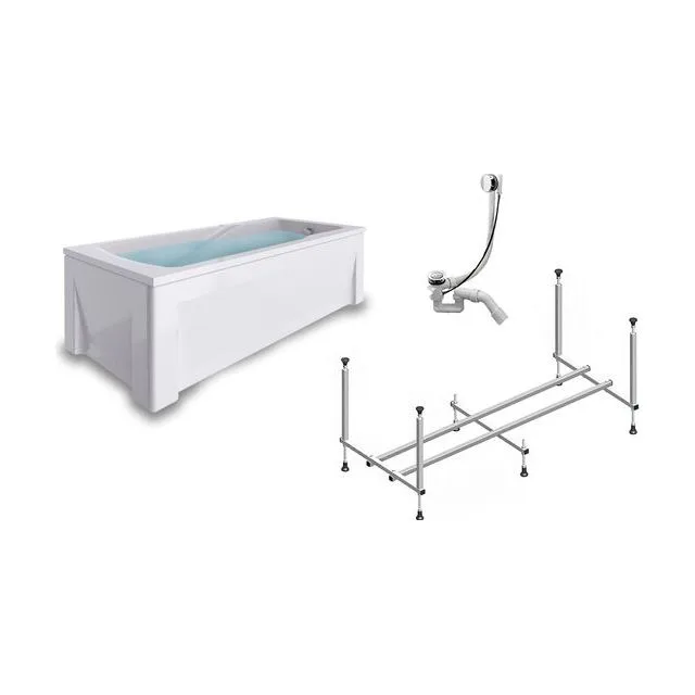 Комплект Акриловая ванна TIMO HELLA1575 150*75*63+Каркас + Слив-перелив+Фронтальная панель+Торцевая панель