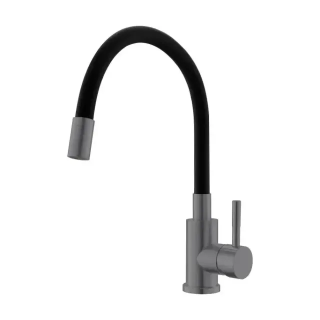 Смеситель Esko Snake K44BGrafit для кухни, гибкий излив черный, графит