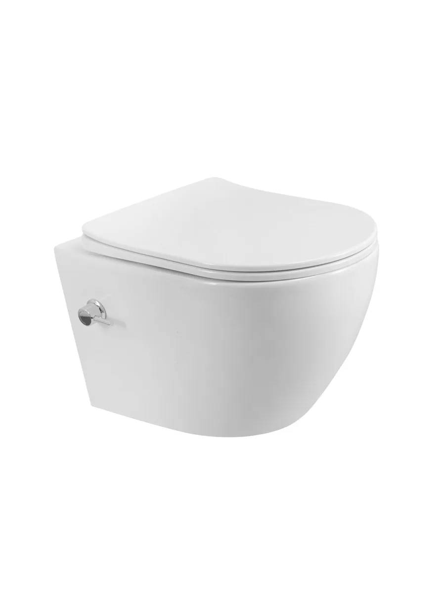 Унитаз подвесной с сиденьем, функцией биде и смесителем BelBagno MARINO BB7026CH-TOR-BS/SC