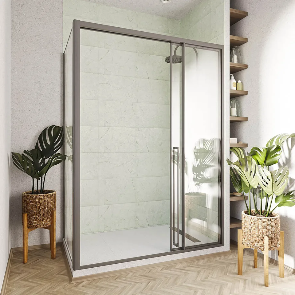 Боковая панель Veconi Premium Prato SP GR, 800x2000, брашированный графит, стекло прозрачное