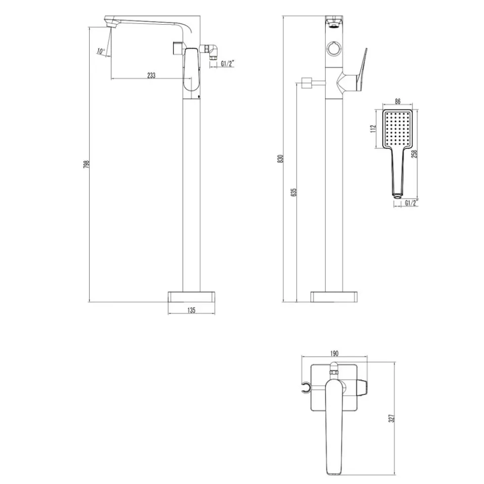 Напольный смеситель Lemark Bronx LM3744BL черный
