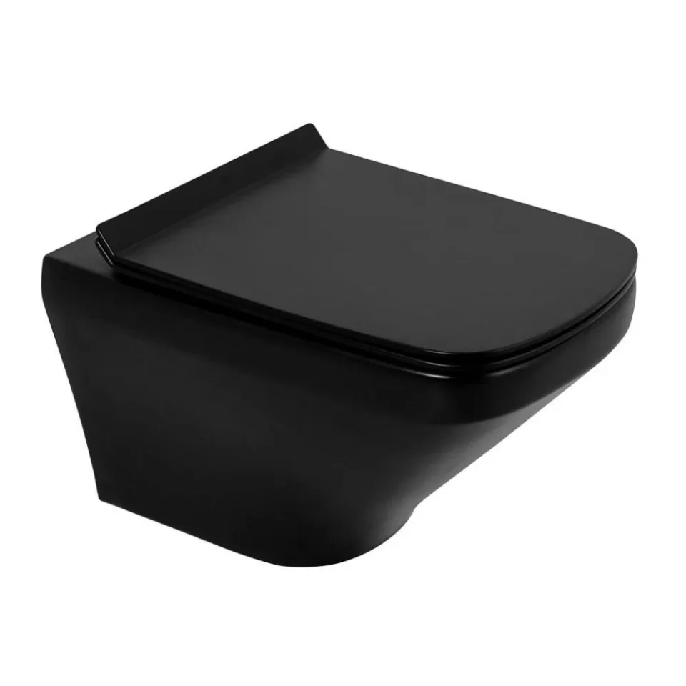 Подвесной унитаз BelBagno Села (Sela) BB3201CHR-MB 36*54 безободковый,черный матовый