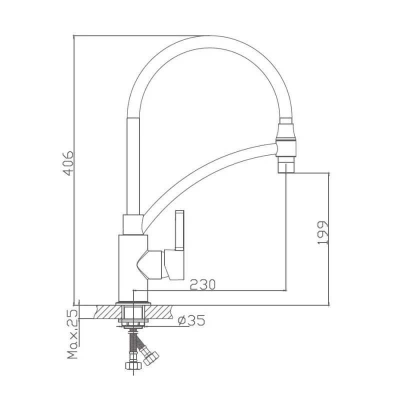 Смеситель Haiba HB72505 для кухни гибкий излив хром/серый