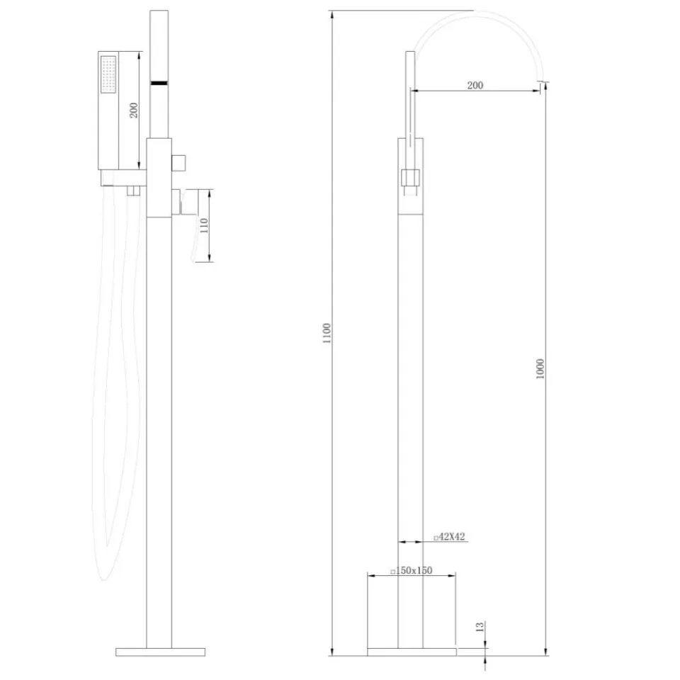 Напольный смеситель ABBER Wasserfall AF8615B черный матовый