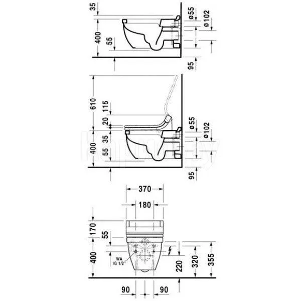 Подвесной унитаз Duravit Starck 3 37*62