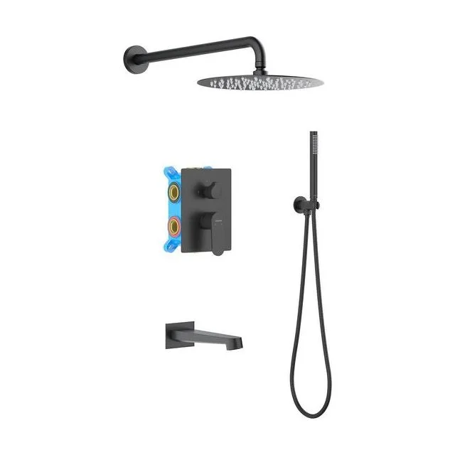 Set 4 в 1 душевой комплект AQUATEK, матовый черный AQ1273MB ОБЕРОН