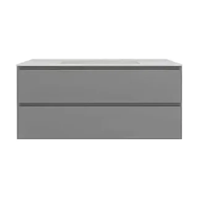 Тумба с раковиной Vincea Люка Софт-Тач (Luka Soft-Touch) 100 серая матовая (раковина белая)