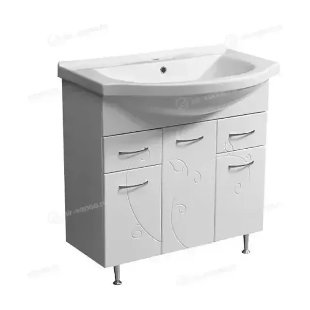 Тумба с раковиной Stella Polar Фантазия 80 белый глянец