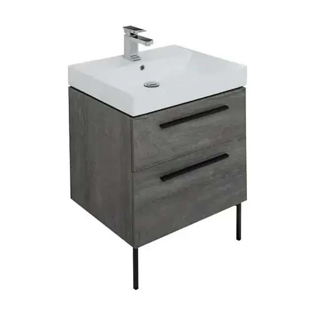 Тумба с раковиной Aquanet Nova 60 дуб рошелье (ручки черные, ножки черные)