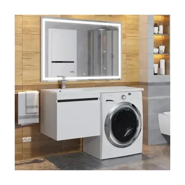 Комплект мебели Uperwood Magenta 120 под стиральную машину подвесной, белый/графит, выдвижной ящик L
