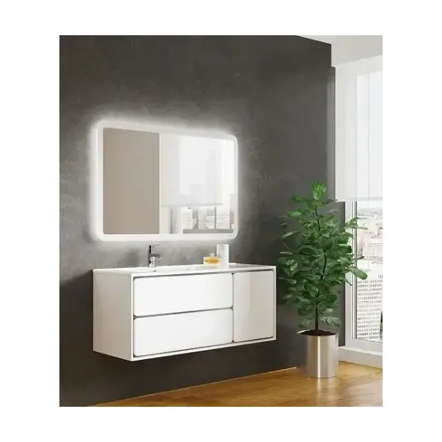 Комплект мебели SanVit Бруно-2 120 L белый глянец/на выбор, с открытием Push-To-Open