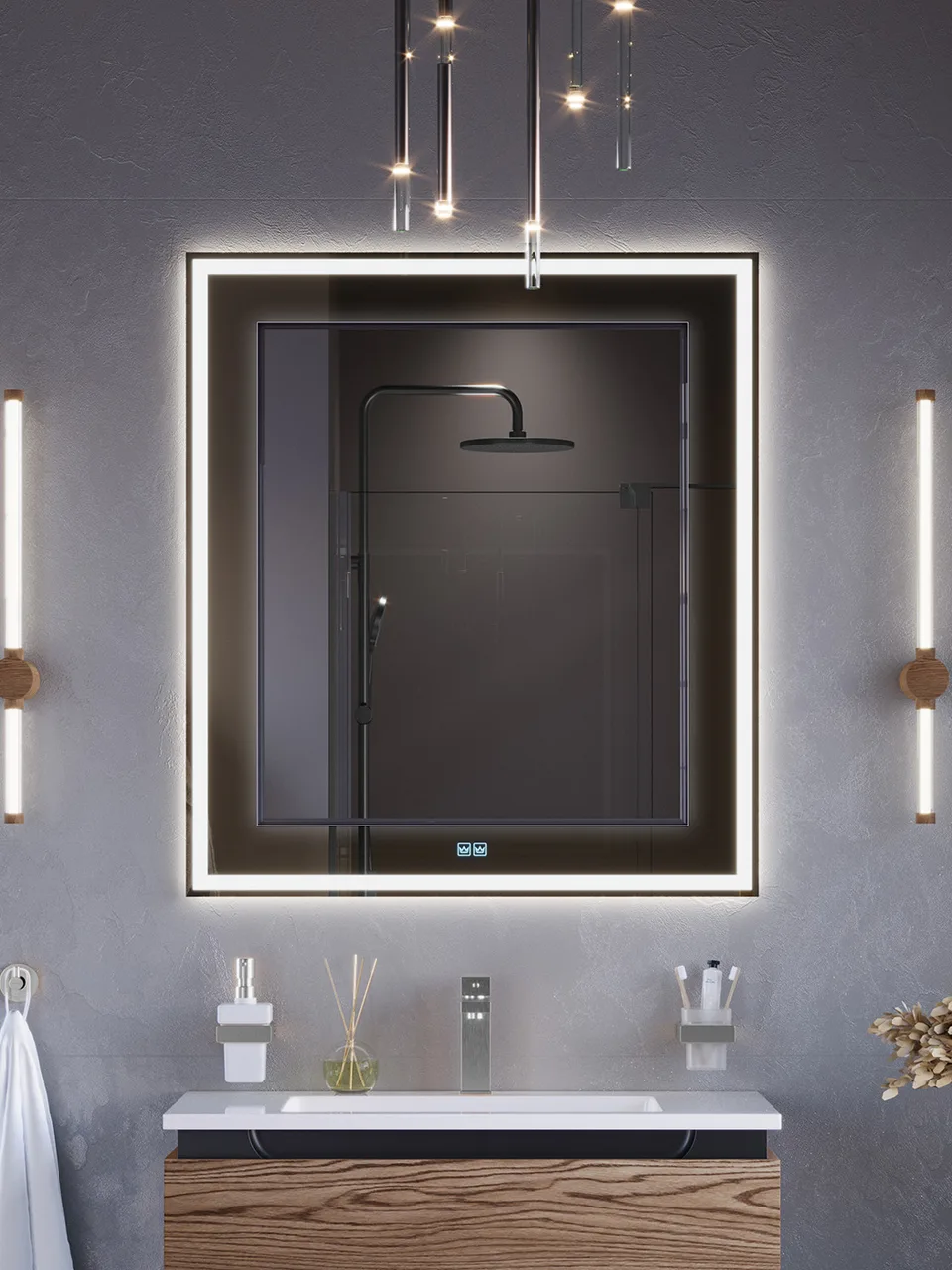 Зеркало со встроенной и контурной подсветками CEZARES CZR-SPC-RELAX-1200-800-LED-TCH-GR