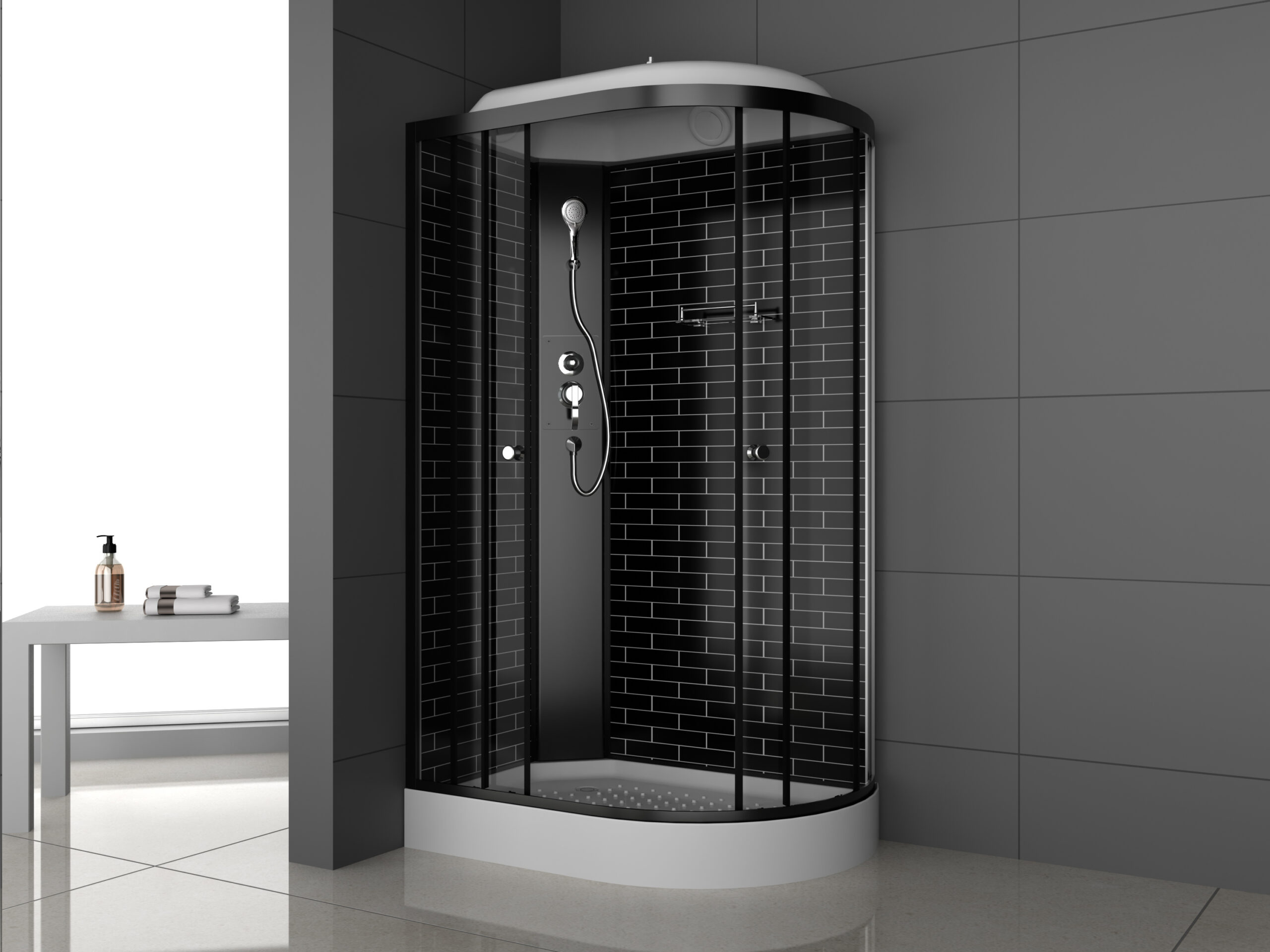 Душевая кабина ODA-5007 L/R черный кирпич 120 x 80 x 215, исполнение L (L)