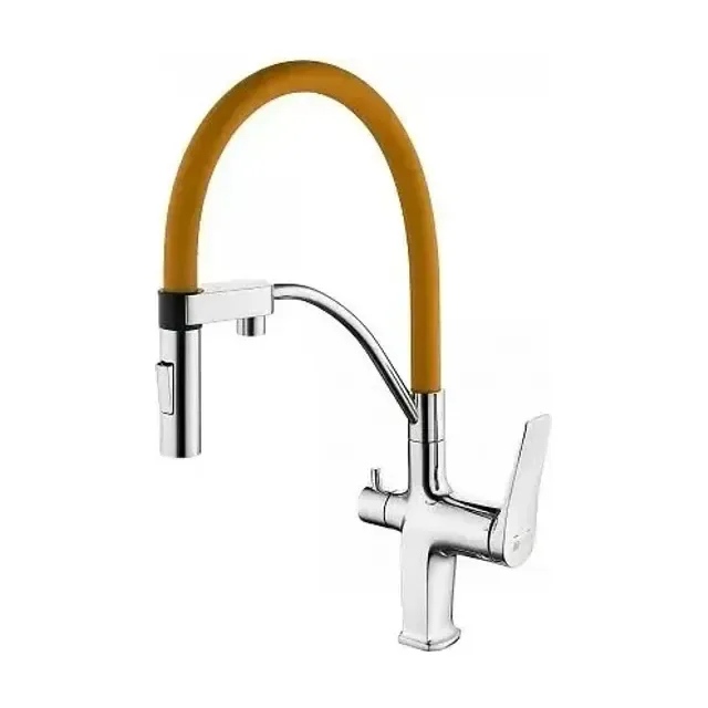 Смеситель Lemark Comfort LM3074C-Orange для кухни с функцией подключения фильтра хром/оранжевый
