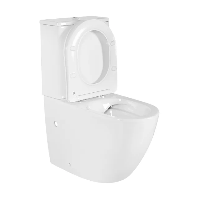Унитаз-компакт напольный безободковый с бачком AQUATEK ЕВРОПА AQ2903-00 630*385*815 мм, горизонтальный выпуск, тонкое сиденье с механизмом плавного закрывания, крепеж