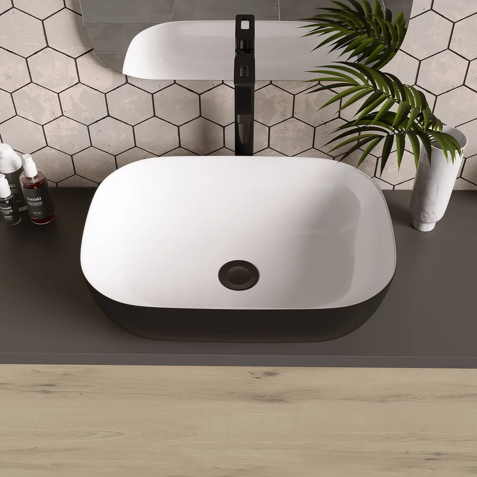 Раковина Grossman GR-4041BW (460х320х140) черная,белая внутри,1 место