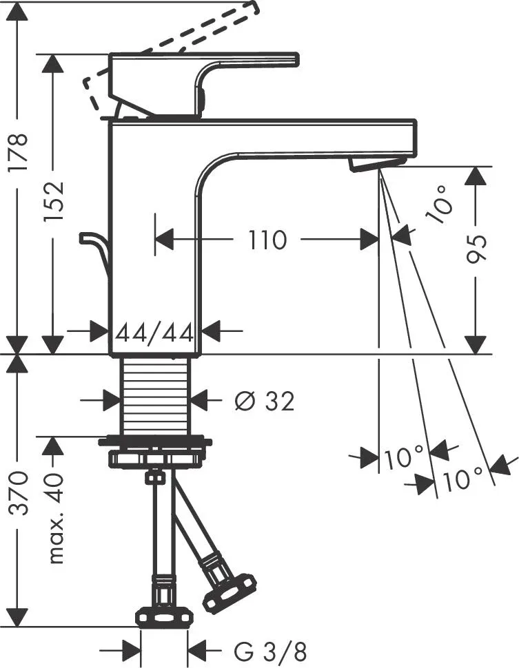 Смеситель Hansgrohe Vernis Shape 71561000 для раковины с донным клапаном хром