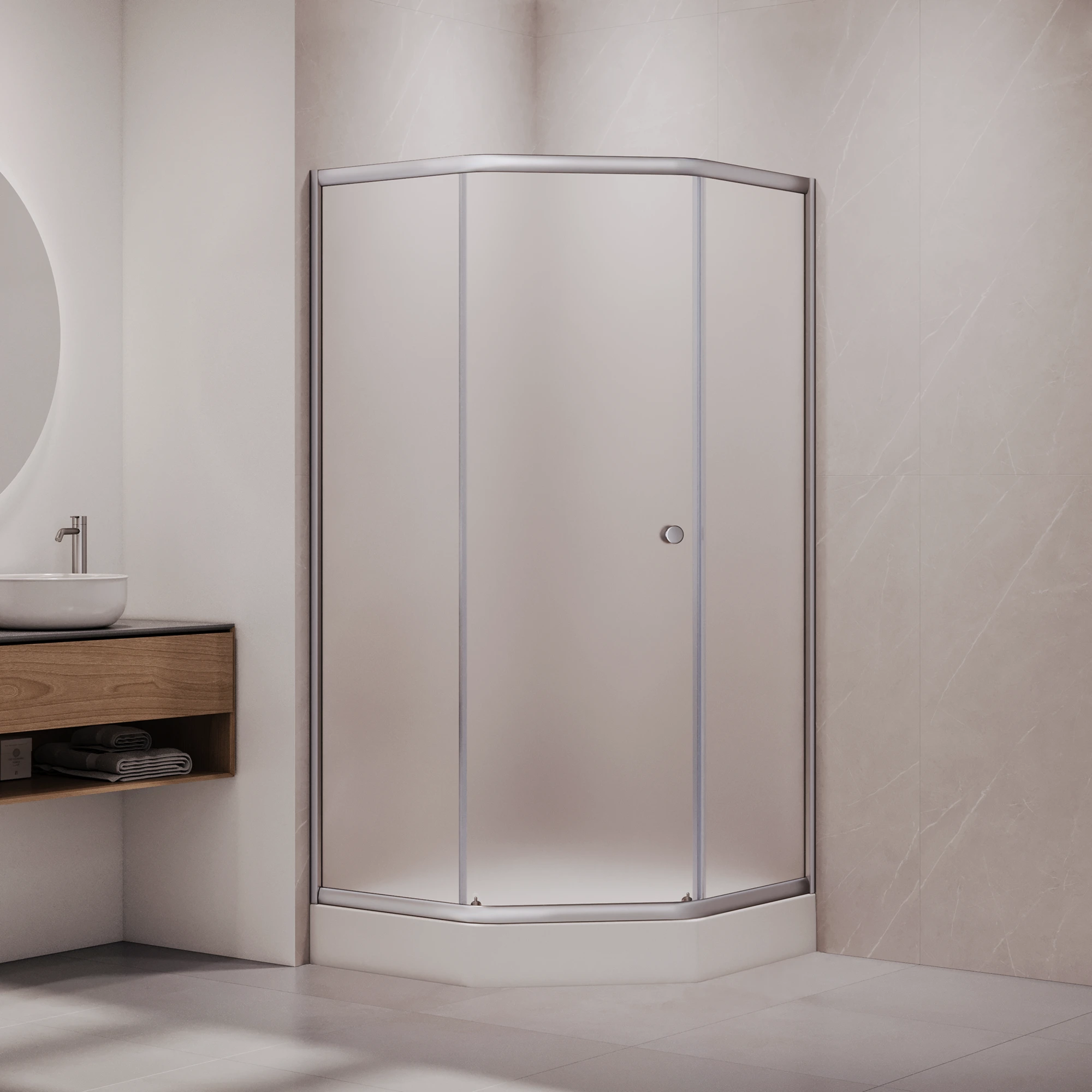 Душевой уголок RGW CL-80CH — 900x900, матовое, профиль матовый хром