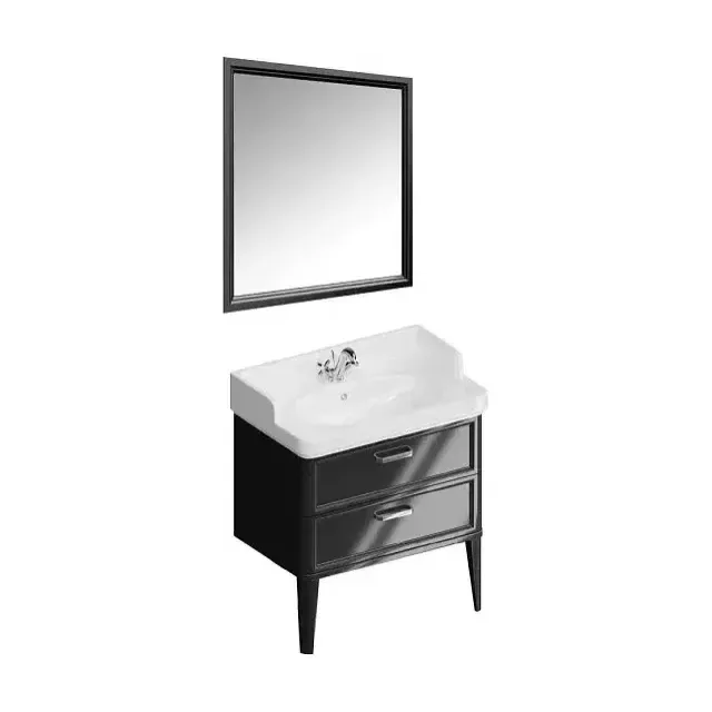 Комплект мебели Kerama Marazzi Pompei 80 напольный черный глянец, 2 ящика