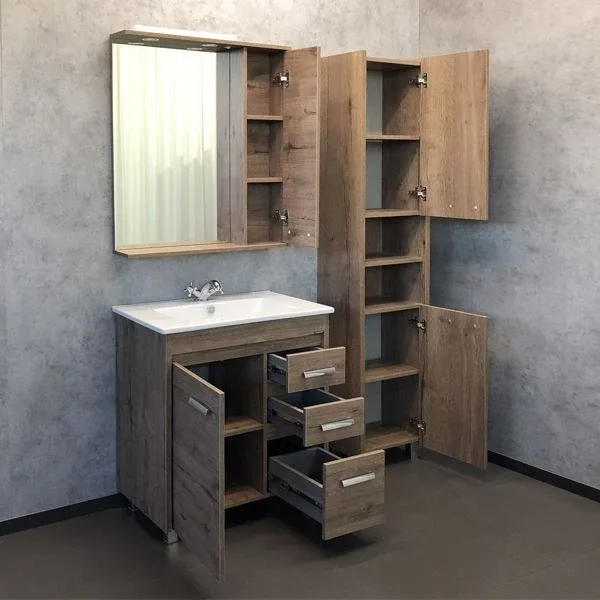 Зеркало-шкаф Comforty Марио 75 дуб темный R
