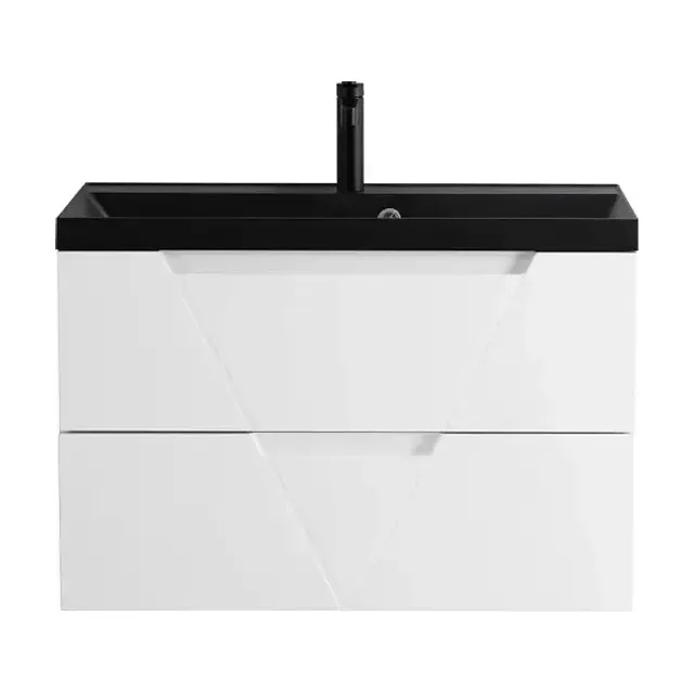 Тумба с раковиной BelBagno Виттория (Vittoria) 80 белый матовый (с черной раковиной)