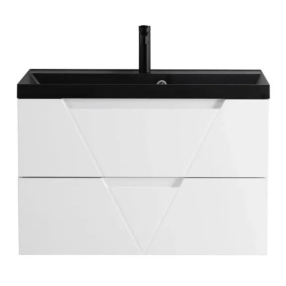 Тумба с раковиной BelBagno Виттория (Vittoria) 80 белый матовый (с черной раковиной)